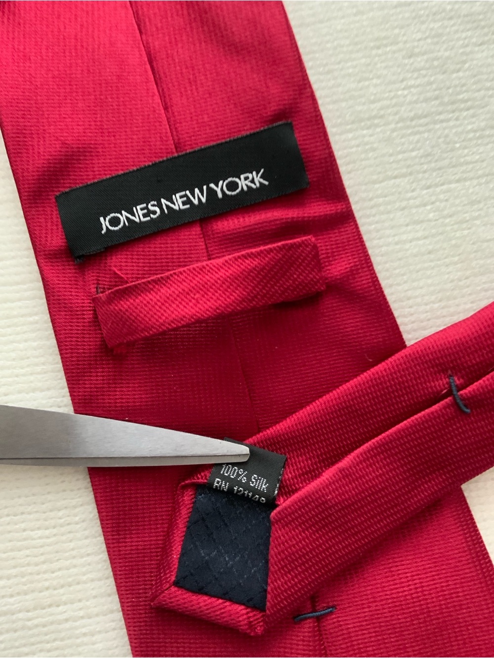 Jones New York Mens Solid Red Tie - 100% Silk Classic Accessory